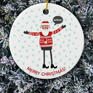 Hipster Santa Ceramic Ornament