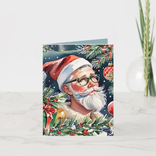 Hipster Santa  Christmas Cocktail Recipe Holiday Card