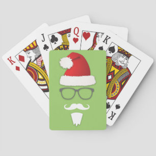 Hipster Santa Claus Poker Cards