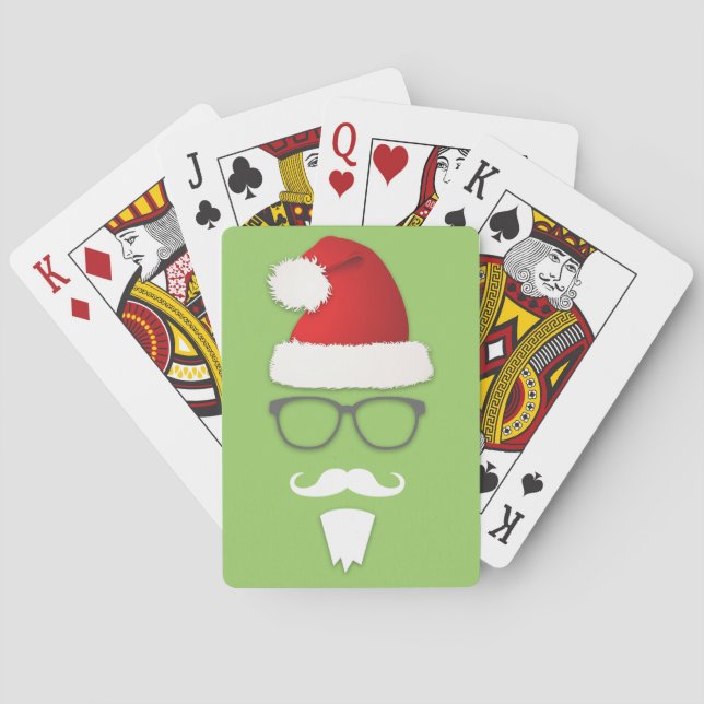 Hipster Santa Claus Poker Cards (Back)