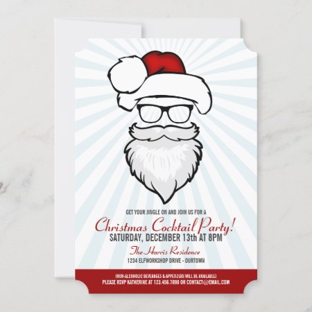 Hipster Santa Cocktail Party Invitations