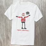 Hipster Santa Custom Text T-Shirt<br><div class="desc">Hipster Santa in skinny jeans for a fun Christmas feel.  Change the text to personalize. Original art by Nic Squirrell.</div>