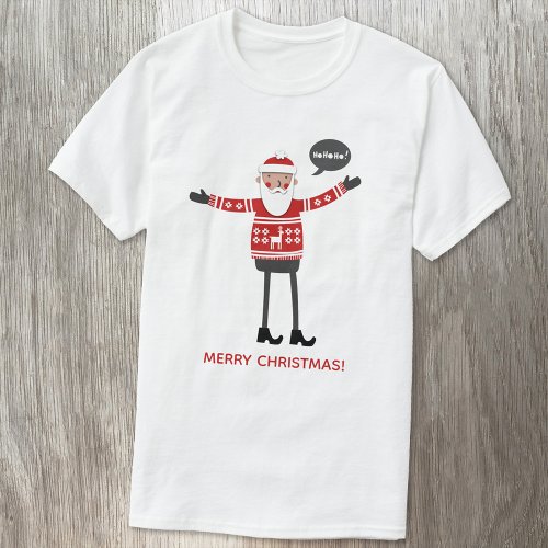 Hipster Santa Custom Text T_Shirt