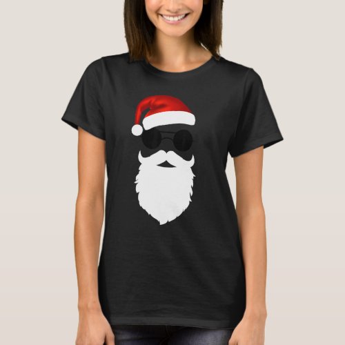 Hipster Santa Face Hat Beard Steampunk Sunlgasses  T_Shirt