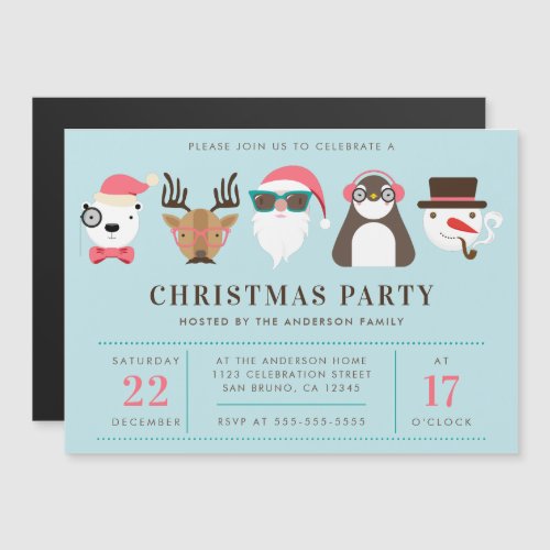 Hipster Santa  Friends Christmas Party Invitation