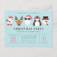 Hipster Santa & Friends Christmas Party Invitation