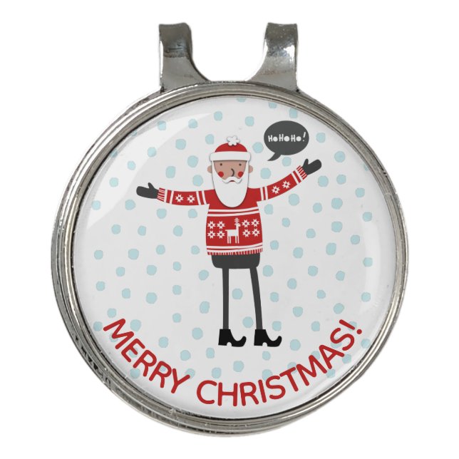 Hipster Santa Golf Hat Clip (Front)