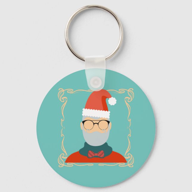 Hipster Santa Keychain (Front)