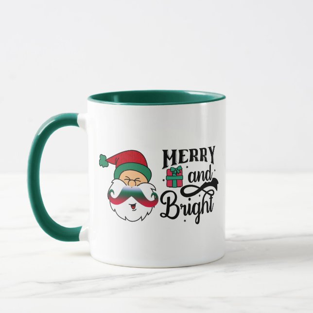 Hipster Santa Mustache Mug - Funny Christmas Mug (Left)