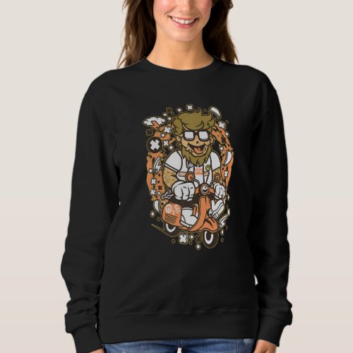 Hipster Scooter Dad Retro And Vintage Vibes Sweatshirt