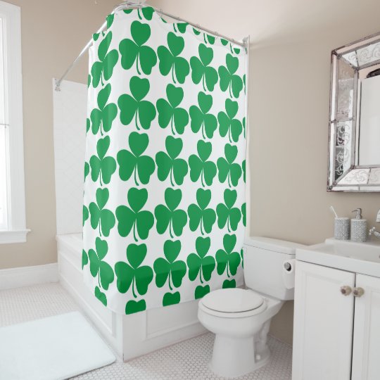 Hipster Shower Curtain Shamrock Retro Print Zazzle Com