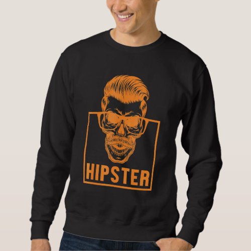 Hipster Skull Mustache Pipe Smoker Urban Style Fre Sweatshirt