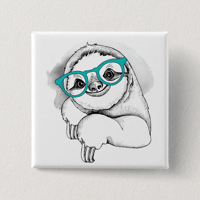 Hipster Sloth Button (Front)