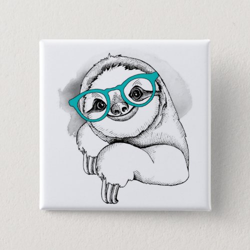 Hipster Sloth Button