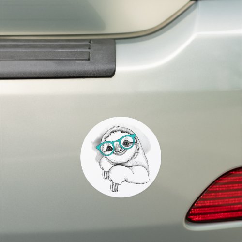 Hipster Sloth Car Magnet