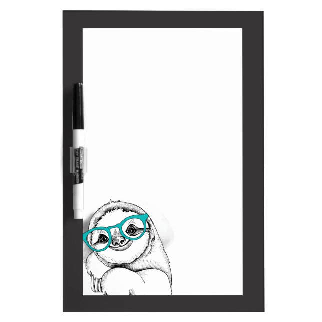 Hipster Sloth Dry Erase Board (Front)