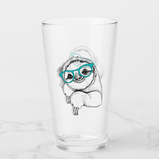 Hipster Sloth Glass (Front)
