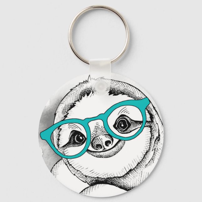 Hipster Sloth Keychain (Front)