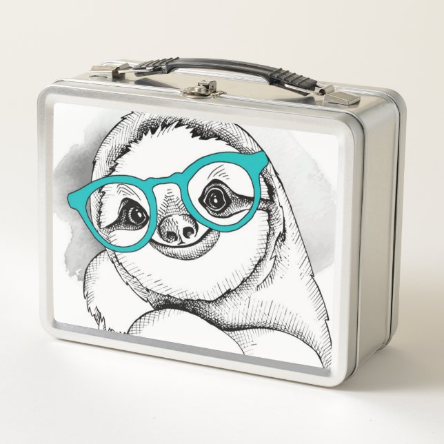 Hipster Sloth Metal Lunch Box (Front)