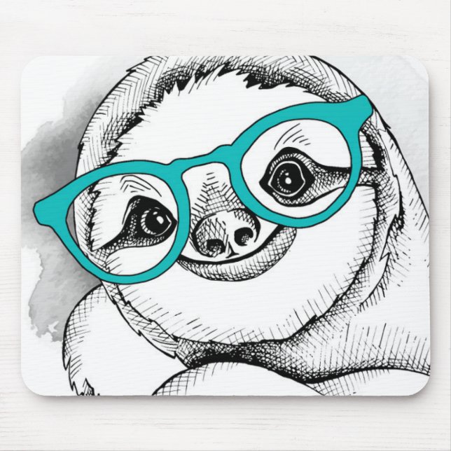 Hipster Sloth Mouse Pad (Front)