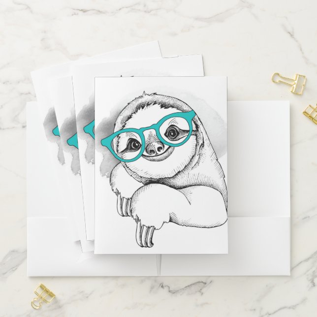 Hipster Sloth Pocket Folder (In Situ)