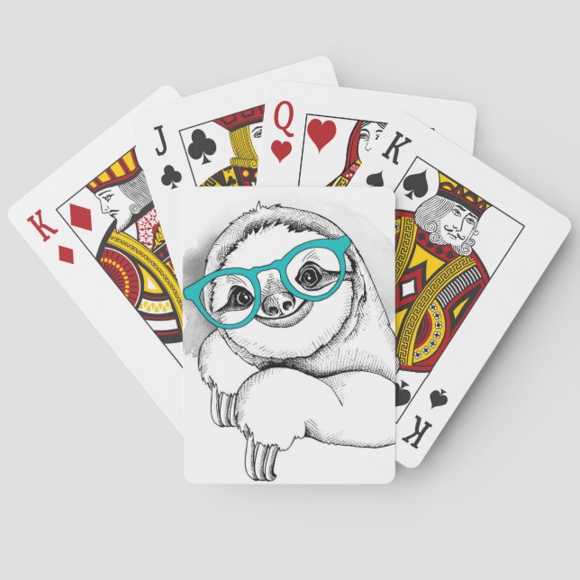 Hipster Sloth Poker Cards (Back)