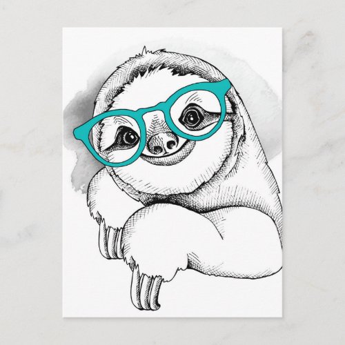 Hipster Sloth Postcard