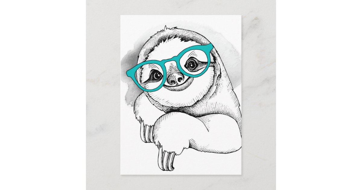 Hipster Sloth Postcard | Zazzle
