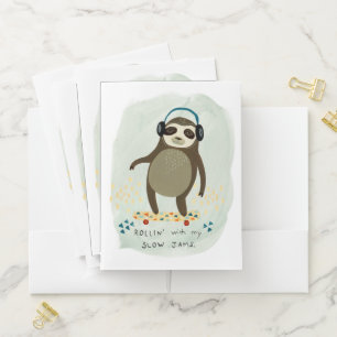 Hipster Sloth   Rollin' With My Slow Jams Pocket Folder
