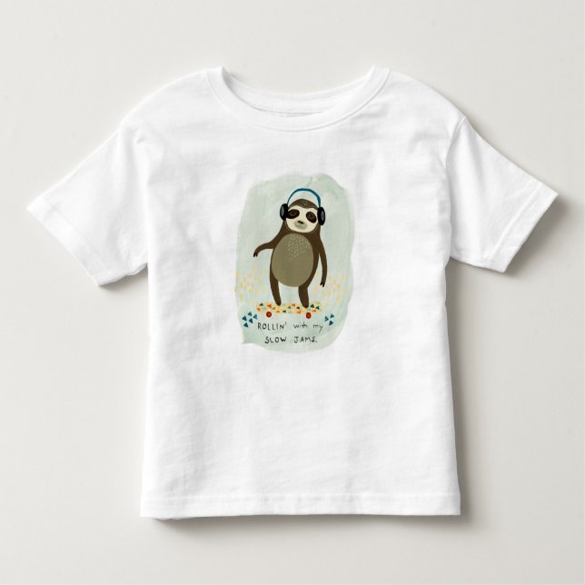 Hipster Sloth | Rollin' With My Slow Jams Toddler T-shirt (Front)