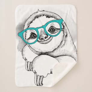 Hipster Sloth Sherpa Blanket