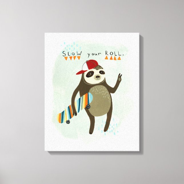 Hipster Sloth | Slow Your Roll Canvas Print (Front)