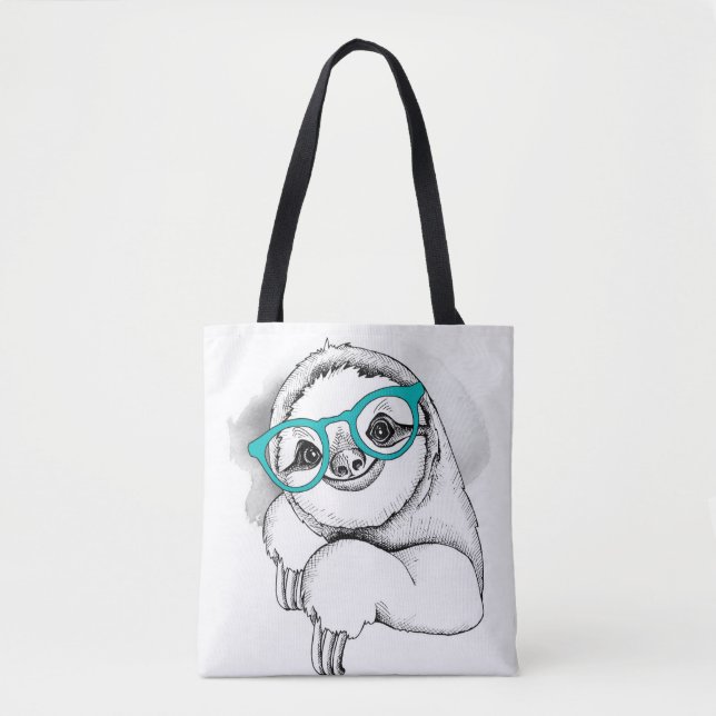 Hipster Sloth Tote Bag (Front)