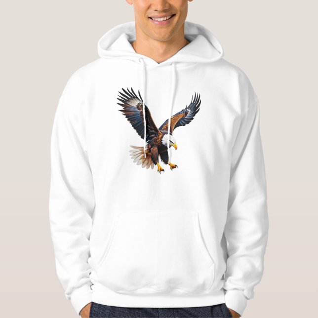 Hipster Soaring Eagle Design Hoodie (Front)
