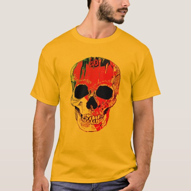 Hipster Spooky Bloody Skull  Halloween Shirt (Front)