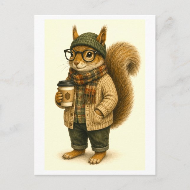 Hipster Squirrel Postcard (Front)