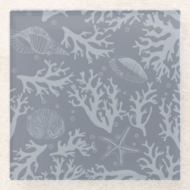 Hipster Style Coral Reef Glass Coaster (Front)
