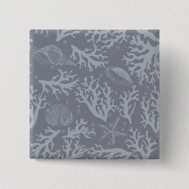 Hipster Style Coral Reef Pinback Button (Front)