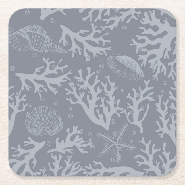 Hipster Style Coral Reef Square Paper Coaster (Front)