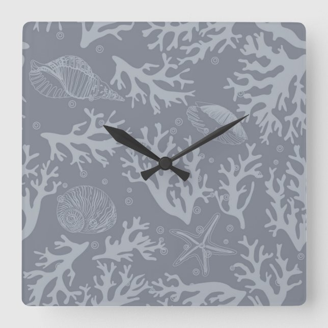 Hipster Style Coral Reef Square Wall Clock (Front)