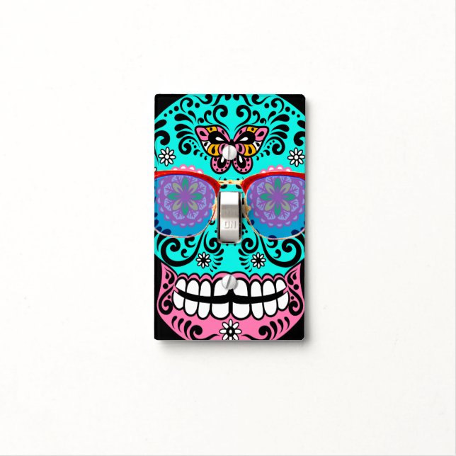 hipster sugar skull 2 light switch cover (In Situ)