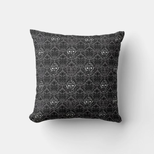 Hipster sugar SKULL BAROQUE pattern black Throw Pillow