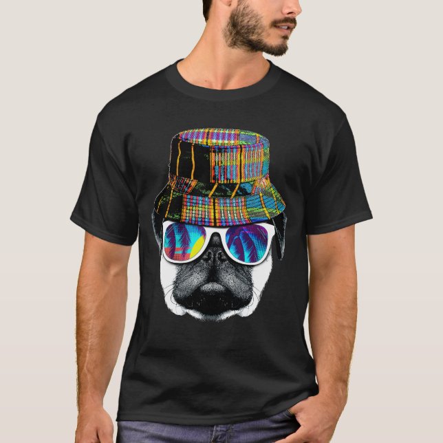 Hipster summer pug T-Shirt (Front)