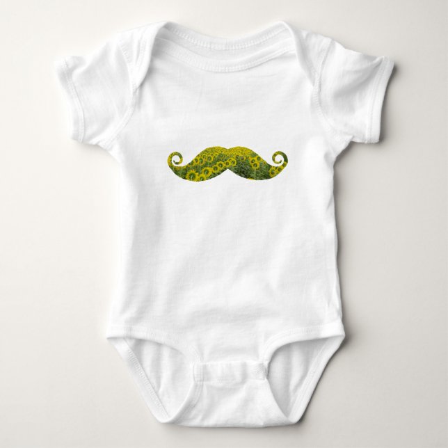 Hipster Sunflowres Baby Jersey Bodysuit, White Baby Bodysuit (Front)