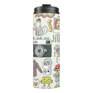 Hipster swag hand drawn colorful doodle set. Vinta Thermal Tumbler