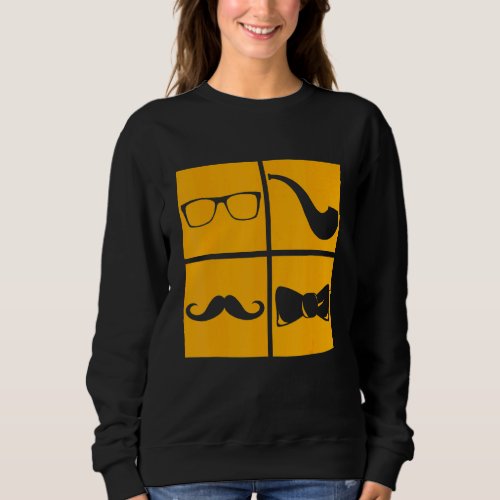 Hipster Symbols Mustache Pipe Smoker Glasses Bow T Sweatshirt