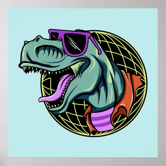 Hipster T-Rex custom color poster (Front)