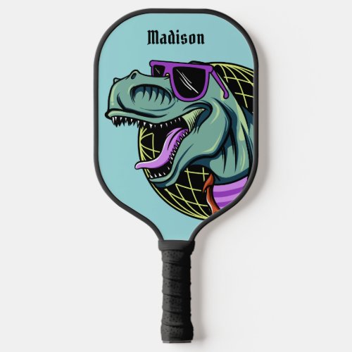 Hipster T_Rex custom name  color Pickleball Paddle