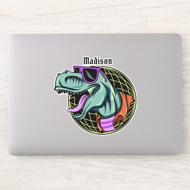 Hipster T-Rex custom name Sticker (Computer)