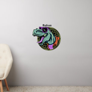 Hipster T-Rex custom name Wall Decal